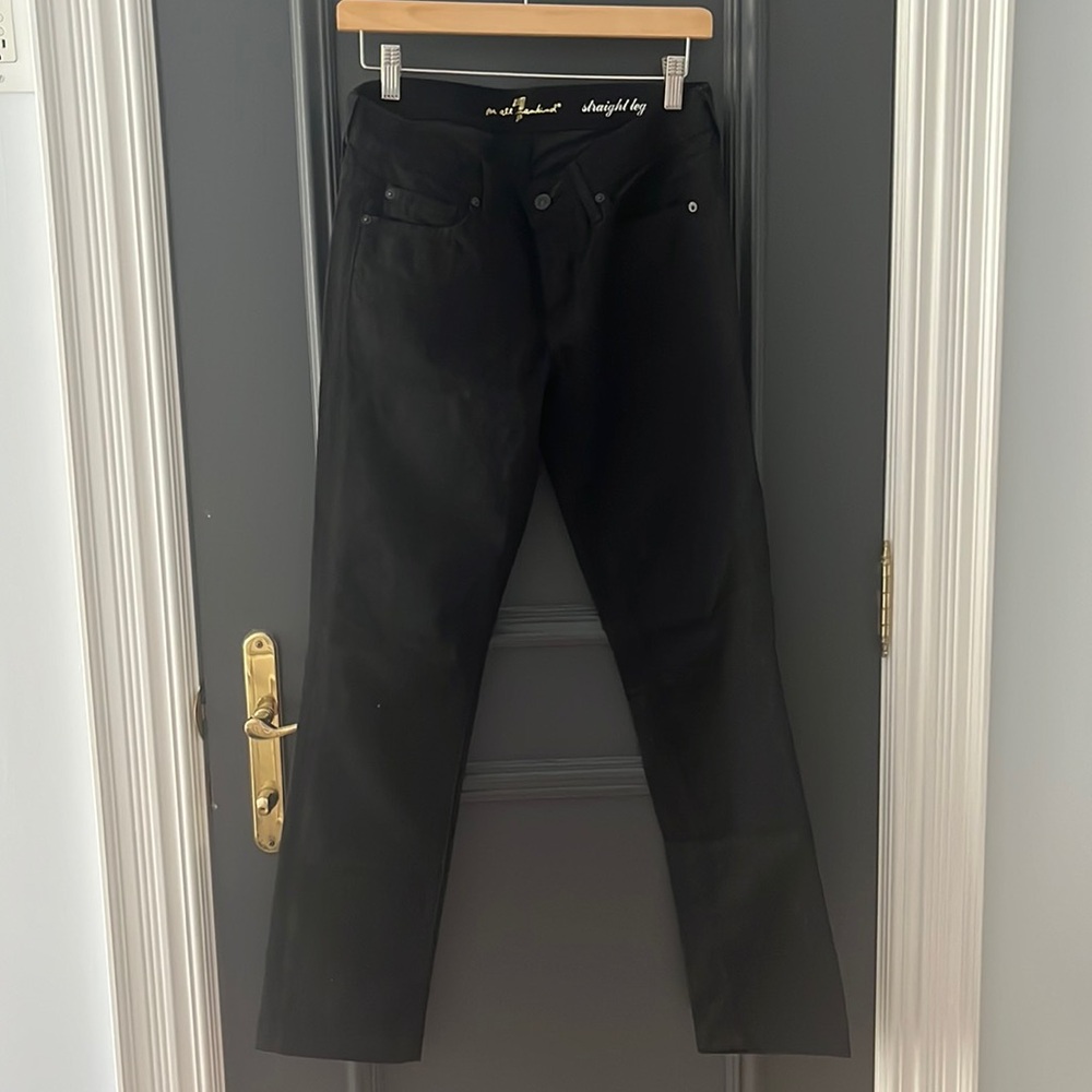 7 for all mankind, gold label, black cotton denim. Size 27.
